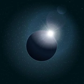 Digital vector planet earth icon with eclipse Ilustração Stock