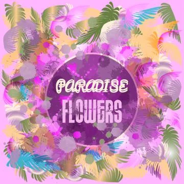 Digital vector purple colored paradise flowers Illustrazione stock