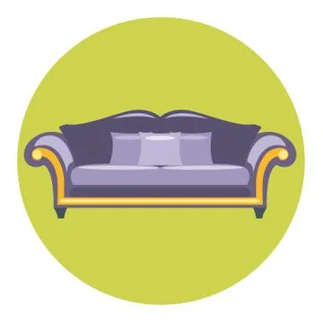 Digital vector purple sofa with pills Stock Illustration