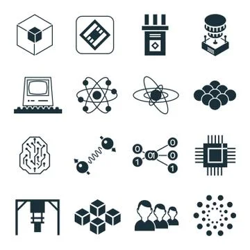 Digital vector quantum computing icon Stock Illustration