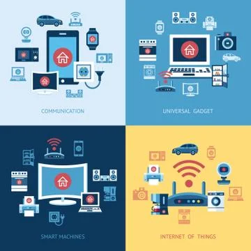 Digital vector red internet of things control 库存插图