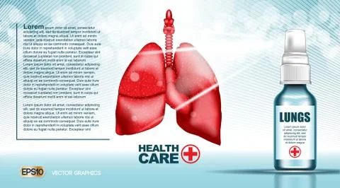 Digital vector red lungs structure infographics Stock Illustration