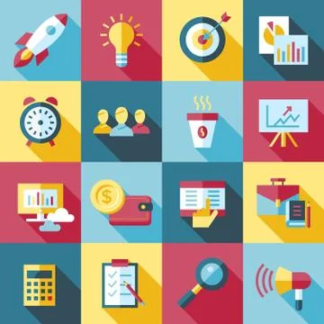 Digital vector red startup icons Illustrazione stock