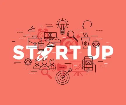 Digital vector red startup Stockillustratie