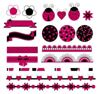 Digital vector scrapbook with ladybug Stock Illustration