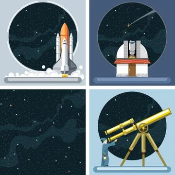 Digital vector silver cosmos rocket icons Stock Illustration