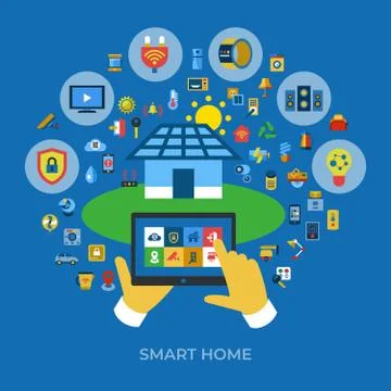 Digital vector smart and digital home Stock Illustration