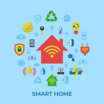 Digital vector smart and digital home Stock Illustration