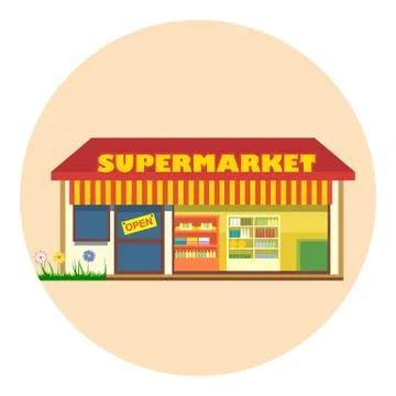 Digital vector super market building icon Ilustración de archivo