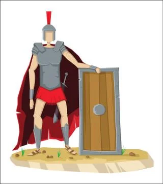 Digital vector tall roman legionnaire with armor Stock Illustration