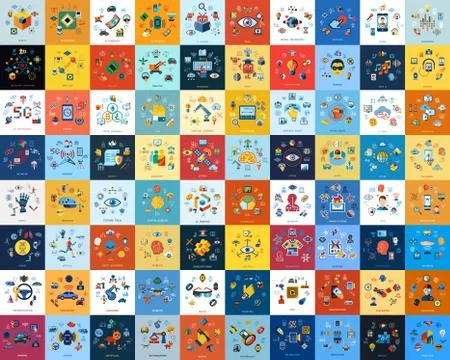 Digital vector technology icons set Stock Illustration