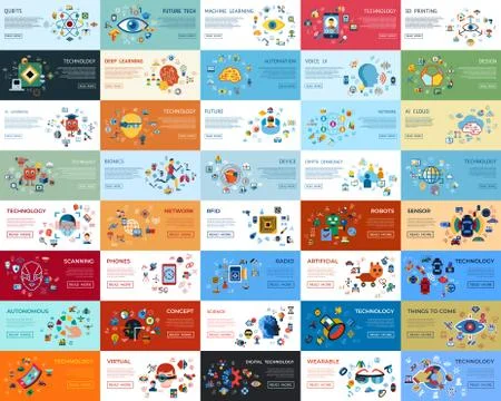 Digital vector technology icons set Stock Illustration