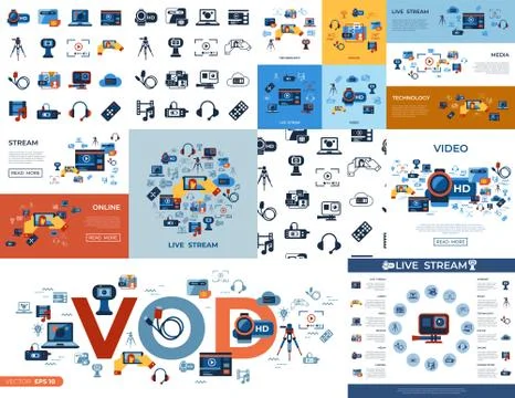 Digital vector video on demand technology Illustrazione stock