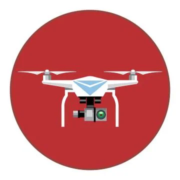 Digital vector white drone with recording camera Illustrazione stock