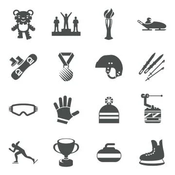 Digital vector winter games objects color Stock Illustration