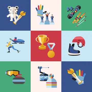 Digital vector winter games objects color Stock Illustration