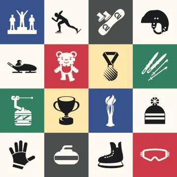 Digital vector winter games objects color Stock Illustration