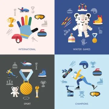 Digital vector winter games objects color Stock Illustration