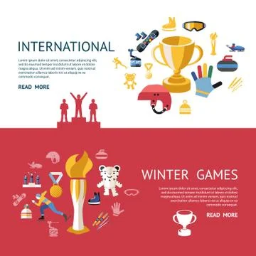Digital vector winter games objects color Stock Illustration