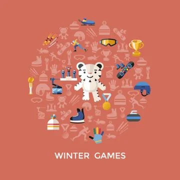 Digital vector winter games objects color Stock Illustration