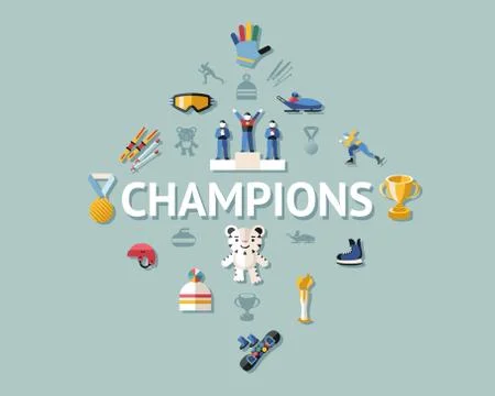 Digital vector winter games objects color Stock Illustration