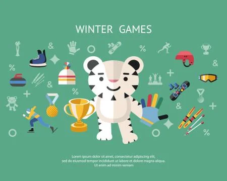 Digital vector winter games objects color Stock Illustration