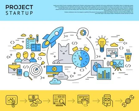 Digital vector yellow and blue startup Stockillustratie