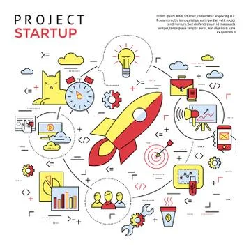 Digital vector yellow and red startup business Illustrazione stock