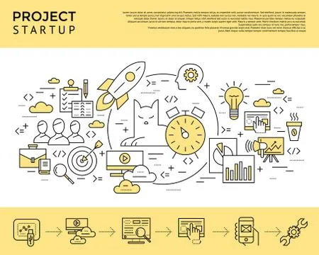 Digital vector yellow startup business Illustrazione stock