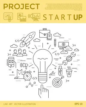 Digital vector yellow startup business Illustrazione stock