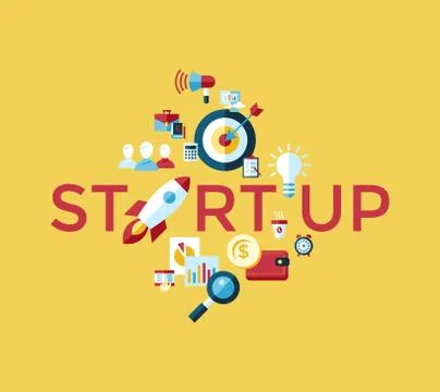 Digital vector yellow startup 스톡 일러스트