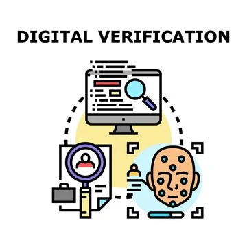 Digital verification process involving online security and identity Stockillustratie