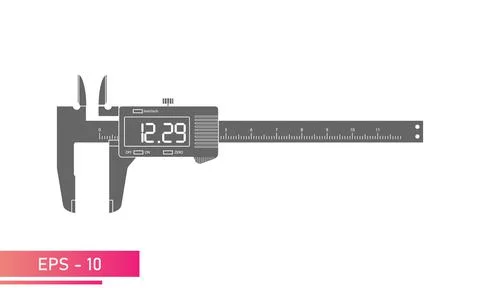 Digital vernier caliper with display and numeric scale in a single-color version Stock Illustration