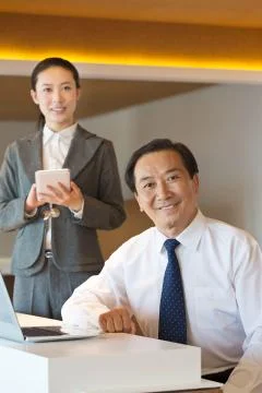 Digital Vertical frame Work Workplace Adult White-collar workers The bust. Stock Photos