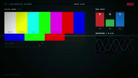 Digital Video Calibration Pattern with Color Bars and Waveform Monitor on a Stock Footage 345757085
