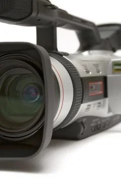 Digital Video Camera Close-Up Isolated on a White Background Stockfoto's
