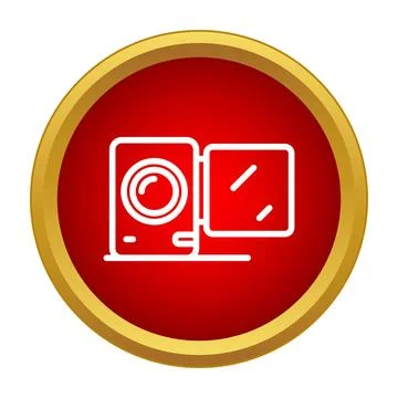 Digital video camera icon in red circle Stock Illustration