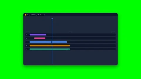 Digital Video Editing Interface with Moving Playhead on Green Screen Stock Footage 347895109