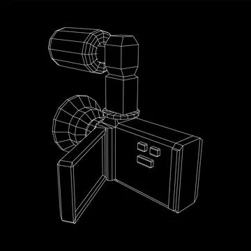 Digital video hand-held camera with rotating screen and external microphone Stock Illustration