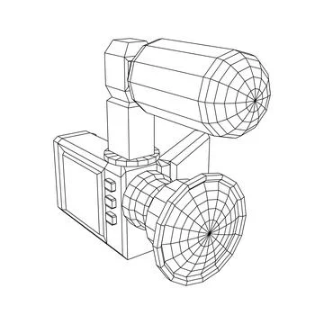 Digital video hand-held camera with rotating screen and external microphone Stock Illustration