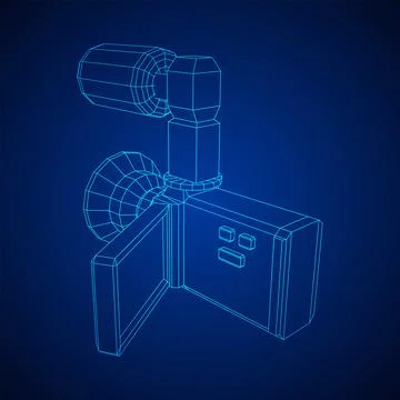 Digital video hand-held camera with rotating screen and external microphone Stock Illustration