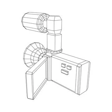 Digital video hand-held camera with rotating screen and external microphone Stock Illustration