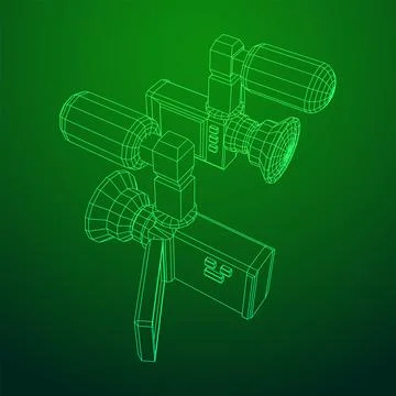 Digital video hand-held camera with rotating screen and external microphone Stock Illustration