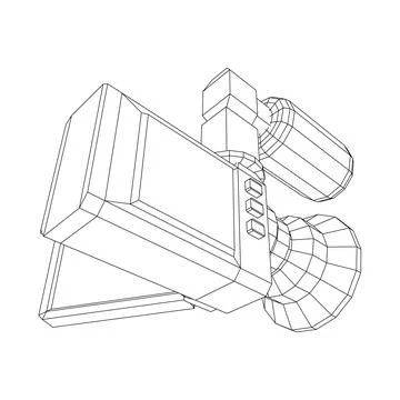 Digital video hand-held camera with rotating screen and external microphone Stock Illustration