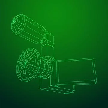 Digital video hand-held camera with rotating screen and external microphone Stock Illustration