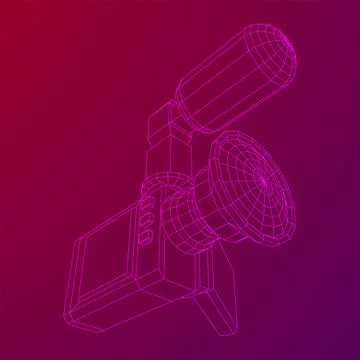 Digital video hand-held camera with rotating screen and external microphone Stock Illustration