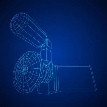 Digital video hand-held camera with rotating screen and external microphone Stock Illustration