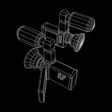 Digital video hand-held camera with rotating screen and external microphone Stock Illustration