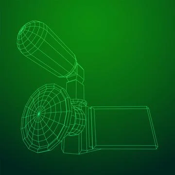 Digital video hand-held camera with rotating screen and external microphone Stock Illustration