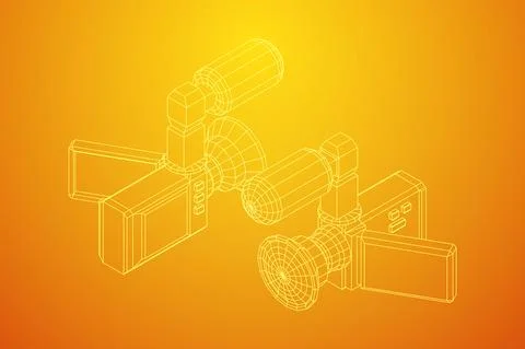 Digital video hand-held camera with rotating screen and external microphone Stock Illustration